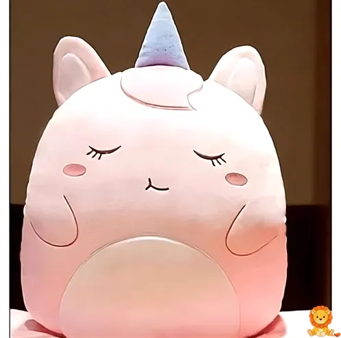 Peluk bantal unicorn merah jambu yang sangat lembut dengan mata yang disulam, tanduk berkilauan, dan sayap yang gebu. Sesuai untuk memeluk dan tidur. - View 2
