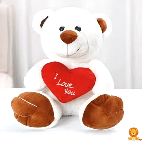 ตุ๊กตาหมีขาวแห่งความรักขนฟูนุ่มนิ่มสีขาวบริสุทธิ์ ถือก้อนรูปหัวใจสีแดง เหมาะสำหรับเป็นของขวัญหรือเพื่อนคลายเหงา - View 2