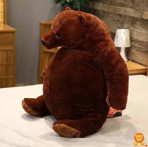 Giant teddy bear plush in light brown, standing at 4 feet tall, made of soft, high-quality plush material, perfect for cuddling and decoration. - View 3