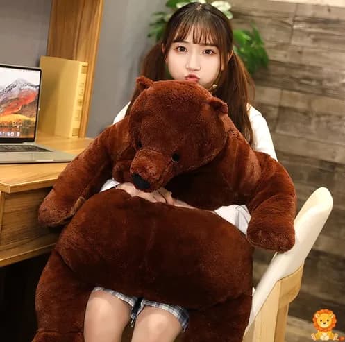 Giant teddy bear plush in light brown, standing at 4 feet tall, made of soft, high-quality plush material, perfect for cuddling and decoration. - View 2