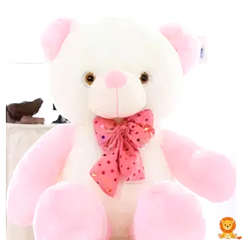 Ursuleț de pluș roz kawaii, cu ochi mari și expresie prietenoasă, pluș moale și fin, ideal pentru îmbrățișări și decorarea camerei. - View 2