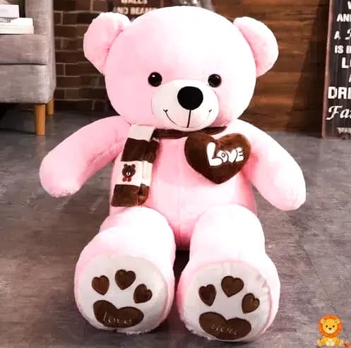 Rosa Teddybär voller Liebe, 80cm oder 100cm groß, weicher Plüsch, sitzend mit freundlichem Gesichtsausdruck, ideales Geschenk für Kinder und Erwachsene. - View 2