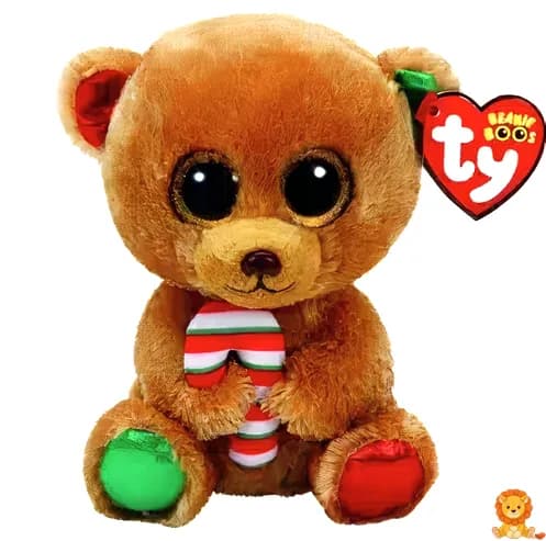 Peluche Ourson de Noël TY, beruang boneka comel dengan topi dan selendang Krismas, sesuai untuk hiasan percutian dan pelukan. - View 2