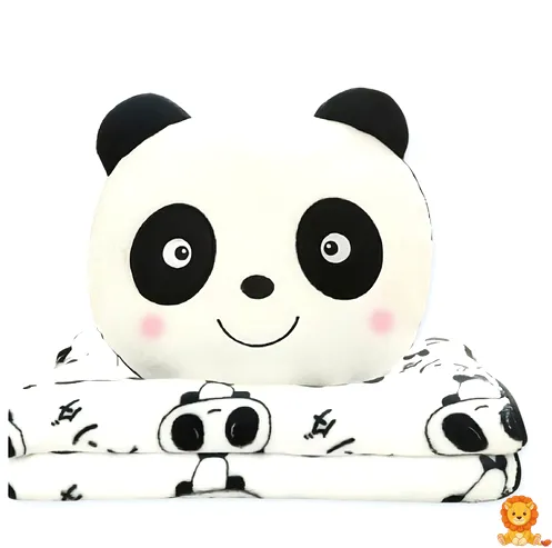 快乐熊猫毛绒玩具带毯子