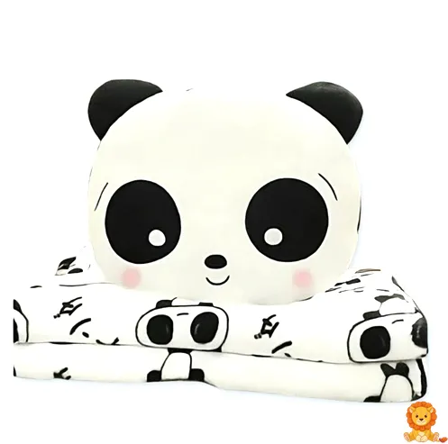 害羞熊猫毛绒玩具带毯子