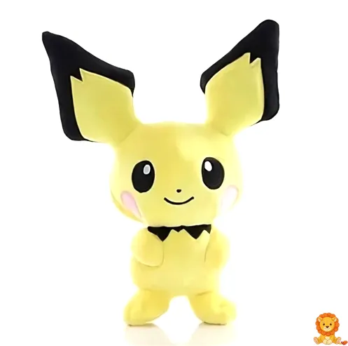 Adorable Pichu plush toy with bright eyes and soft, plush fabric, perfect for cuddling and display. - View 2