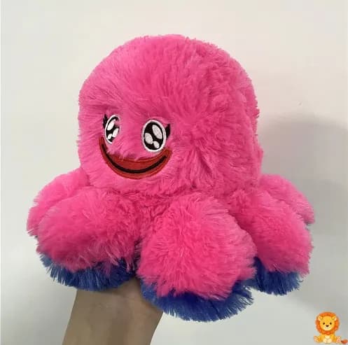 Huggy Wuggy ters çevrilebilir ahtapot peluş, bir tarafı mutlu, diğer tarafı üzgün ifadeye sahip, yumuşak ve sevimli oyuncak. - View 5