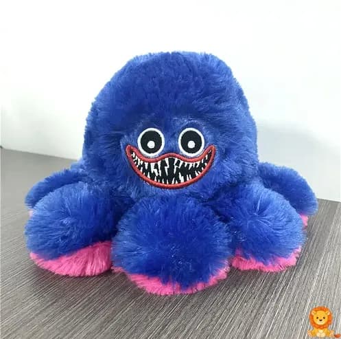 Huggy Wuggy ters çevrilebilir ahtapot peluş, bir tarafı mutlu, diğer tarafı üzgün ifadeye sahip, yumuşak ve sevimli oyuncak. - View 4
