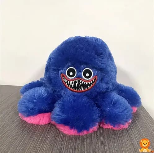 Huggy Wuggy ters çevrilebilir ahtapot peluş, bir tarafı mutlu, diğer tarafı üzgün ifadeye sahip, yumuşak ve sevimli oyuncak. - View 2