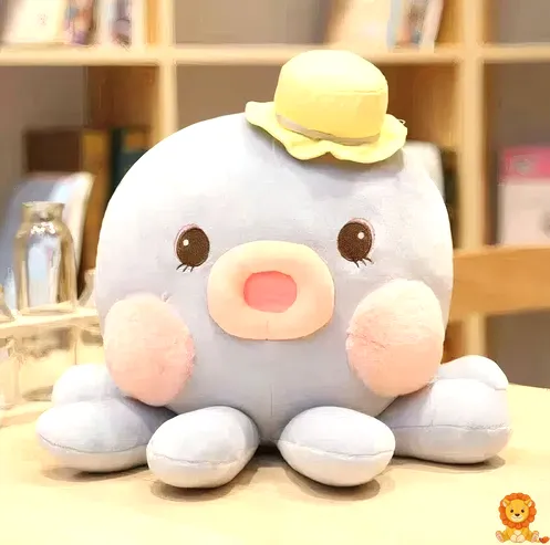 사랑스러운 푸른색 카와이 문어 인형, 20cm, 30cm, 40cm 크기로 제공. 부드러운 플러시 소재와 귀여운 표정이 특징이며, 아이들과 어른 모두에게 완벽한 선물입니다. - View 6