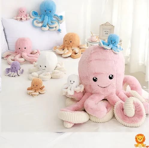 사랑스러운 흰색 문어 인형, 18cm 크기, 웃는 얼굴과 큰 눈, 매우 부드러운 소재, 어린이와 성인 모두에게 적합한 포근한 친구. - View 3