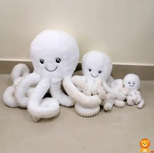 사랑스러운 흰색 문어 인형, 18cm 크기, 웃는 얼굴과 큰 눈, 매우 부드러운 소재, 어린이와 성인 모두에게 적합한 포근한 친구. - View 12