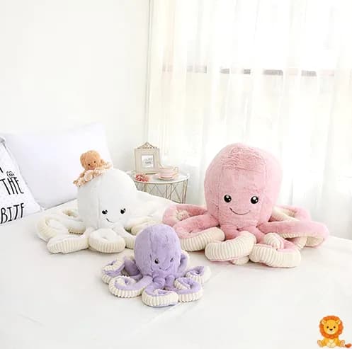 사랑스러운 흰색 문어 인형, 18cm 크기, 웃는 얼굴과 큰 눈, 매우 부드러운 소재, 어린이와 성인 모두에게 적합한 포근한 친구. - View 2
