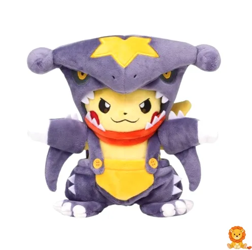 ガブリアスの着ぐるみを着たピカチュウのぬいぐるみ