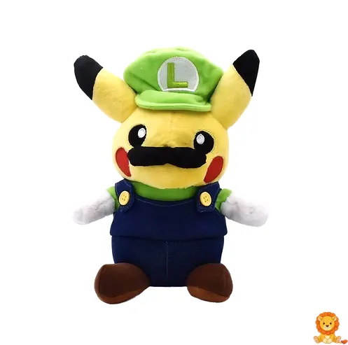 ルイージの服を着たピカチュウのぬいぐるみ