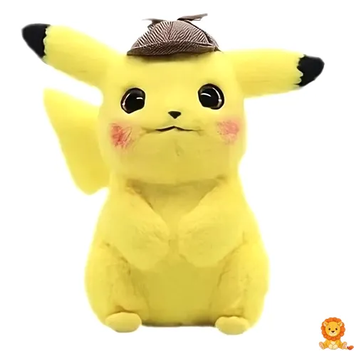 名探偵ピカチュウ ぬいぐるみ。帽子と探偵風の顔立ちが特徴。高品質な素材で作られており、コレクションやプレゼントに最適。 - View 7