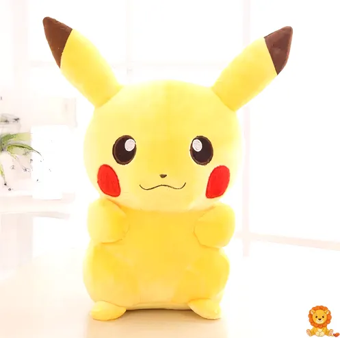 愛らしいピカチュウぬいぐるみ。明るい黄色、丸い頬、愛らしい笑顔が特徴。様々なサイズがあり、子供から大人まで楽しめます。 - View 12
