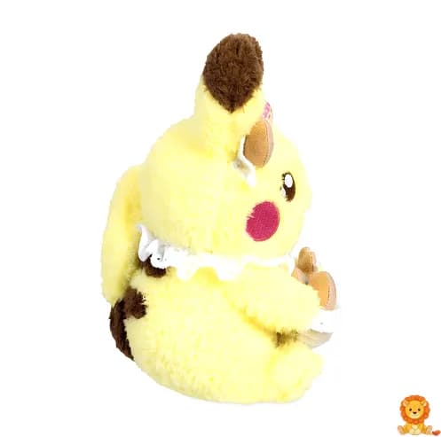 イースターエッグの飾りとパステルカラーのリボンをつけた、可愛らしいピカチュウのぬいぐるみ。春の装いで、お子様へのプレゼントに最適。 - View 3
