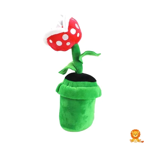 Peluche de planta carnívora Mario, con detalles precisos y colores vibrantes, ideal para fans de Mario y coleccionistas de peluches únicos. - View 2