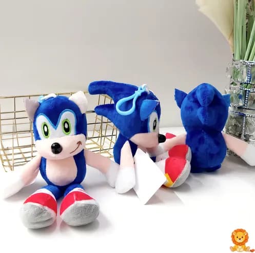 Mavi Sonic kirpi anahtarlık peluş, sevimli ifade, metal anahtarlık halkası, yüksek kaliteli dikiş, çocuklar ve yetişkinler için ideal. - View 3