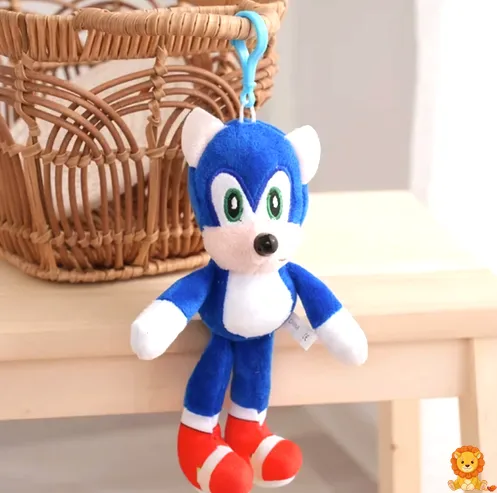 Mavi Sonic kirpi anahtarlık peluş, sevimli ifade, metal anahtarlık halkası, yüksek kaliteli dikiş, çocuklar ve yetişkinler için ideal. - View 4