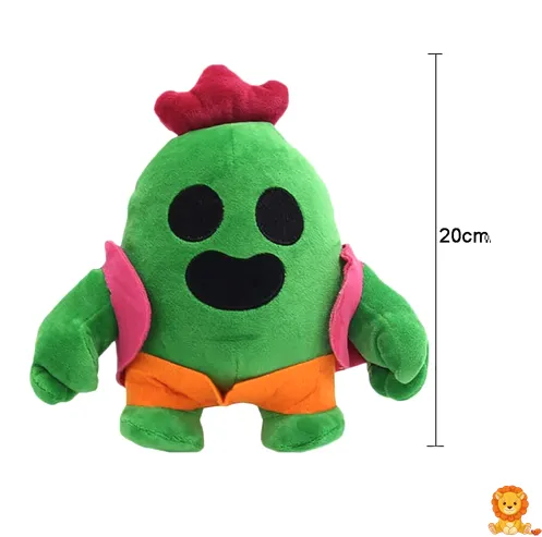 Spike Brawl Stars plush doll, featuring his iconic green cactus design, embroidered details, and soft, huggable material, perfect for Brawl Stars fans. - View 2