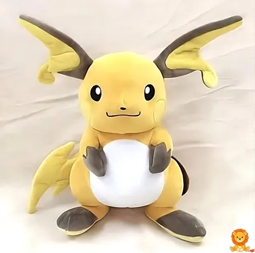 ライチュウのぬいぐるみ、オレンジ色の頬、大きな耳、稲妻のような尾が特徴。高品質で柔らかい素材で作られており、抱きしめるのに最適です。 - View 5