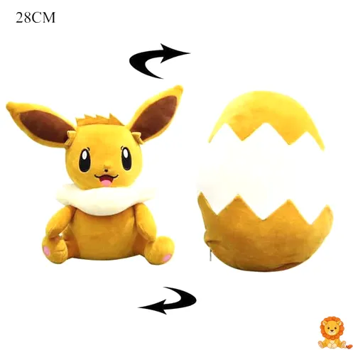 Reversible Eevee Egg Plush, showing both the egg form and the Eevee plush form, soft and cuddly, ideal for Pokemon fans and collectors. - View 2