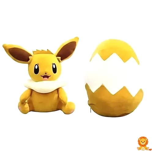 Reversible Eevee Egg Plush, showing both the egg form and the Eevee plush form, soft and cuddly, ideal for Pokemon fans and collectors. - View 4