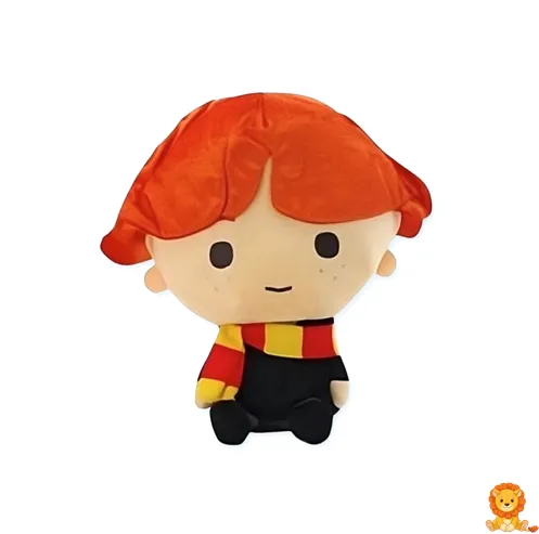 בובת פרווה רונלד וויזלי הארי פוטר, לבוש בגלימת בית ספר ושרביט קסמים, עשויה מחומרים רכים ונעימים, מושלמת לחיבוק ולקישוט. - View 1