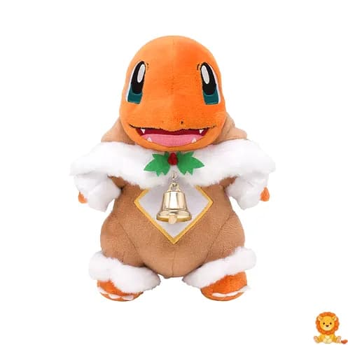 Плюшена играчка Charmander облечен като коледен елен с червена шапка и рога на елен, усмихнат и готов за празниците. - View 2