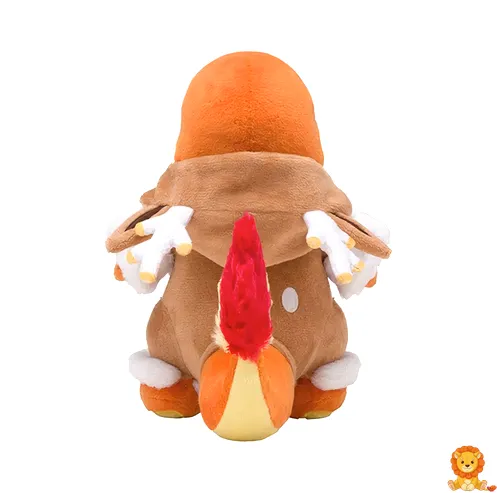 Плюшена играчка Charmander облечен като коледен елен с червена шапка и рога на елен, усмихнат и готов за празниците. - View 3