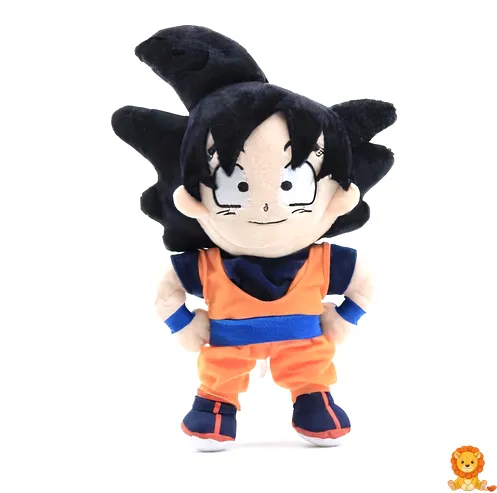 Peluche de Son Goku de Dragon Ball, con su característico traje naranja, cabello alborotado y una sonrisa amigable, ideal para abrazar y decorar cualquier espacio. - View 3