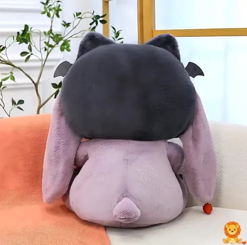 Βελούδινο παιχνίδι Stitch νυχτερίδα σε μωβ χρώμα, με μεγάλα αυτιά νυχτερίδας και απαλή υφή, διαθέσιμο σε διάφορα μεγέθη. - View 5