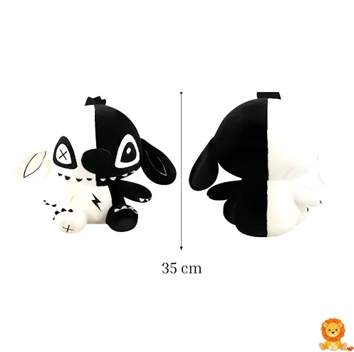 Ασπρόμαυρο βελούδινο Stitch, με λεπτομερή χαρακτηριστικά και απαλή υφή. Ιδανικό για αγκαλιές και διακόσμηση. - View 3