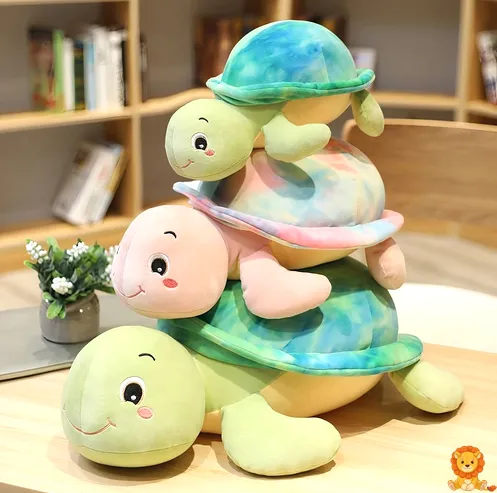 ตุ๊กตาเต่าสีฟ้านุ่มนิ่มขนาดกลาง มีดวงตากลมโตสีดำและกระดองสีฟ้าอ่อน เหมาะสำหรับเป็นเพื่อนเล่นและของตกแต่งห้อง - View 2