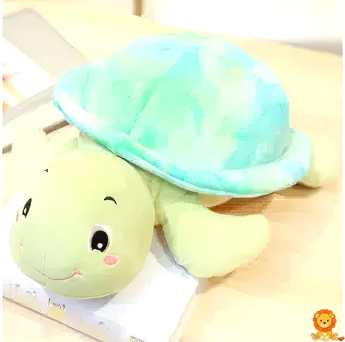 ตุ๊กตาเต่าสีฟ้านุ่มนิ่มขนาดกลาง มีดวงตากลมโตสีดำและกระดองสีฟ้าอ่อน เหมาะสำหรับเป็นเพื่อนเล่นและของตกแต่งห้อง - View 3