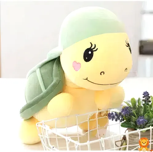 ตุ๊กตาเต่าสีเขียวสวมหมวกสีน้ำเงิน, ขนาด 25 ซม., ทำจากวัสดุคุณภาพดี นุ่มน่าสัมผัส, เหมาะสำหรับเป็นของขวัญหรือเพื่อนเล่น - View 2