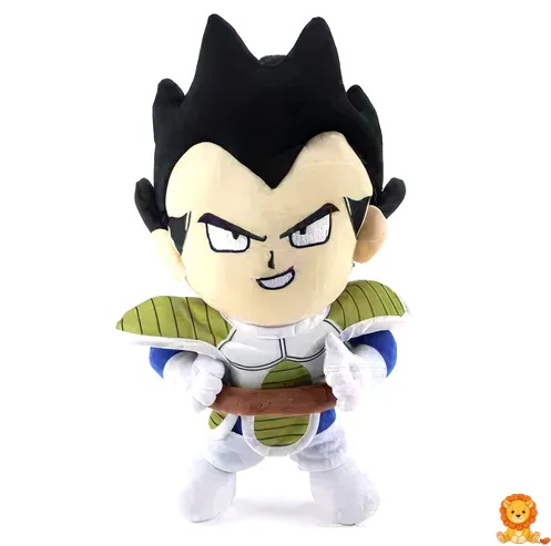 Peluche de Végéta, el príncipe Saiyajin de Dragon Ball, con su característica armadura y pose desafiante. Suave y abrazable, ideal para fans de todas las edades. - View 4