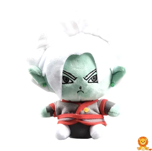 Peluche de Zamasu de Dragon Ball Super, con su característica piel verde, expresión seria y atuendo de Kaio-shin, ideal para abrazar y coleccionar. - View 3